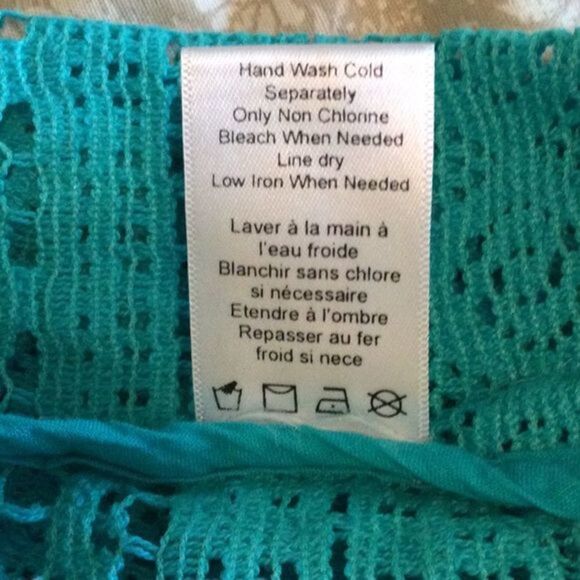 COLDWATER Creek Turquoise Lace Open Weave Swimsuit Cover Tunic L 14 - Picture 9 of 10